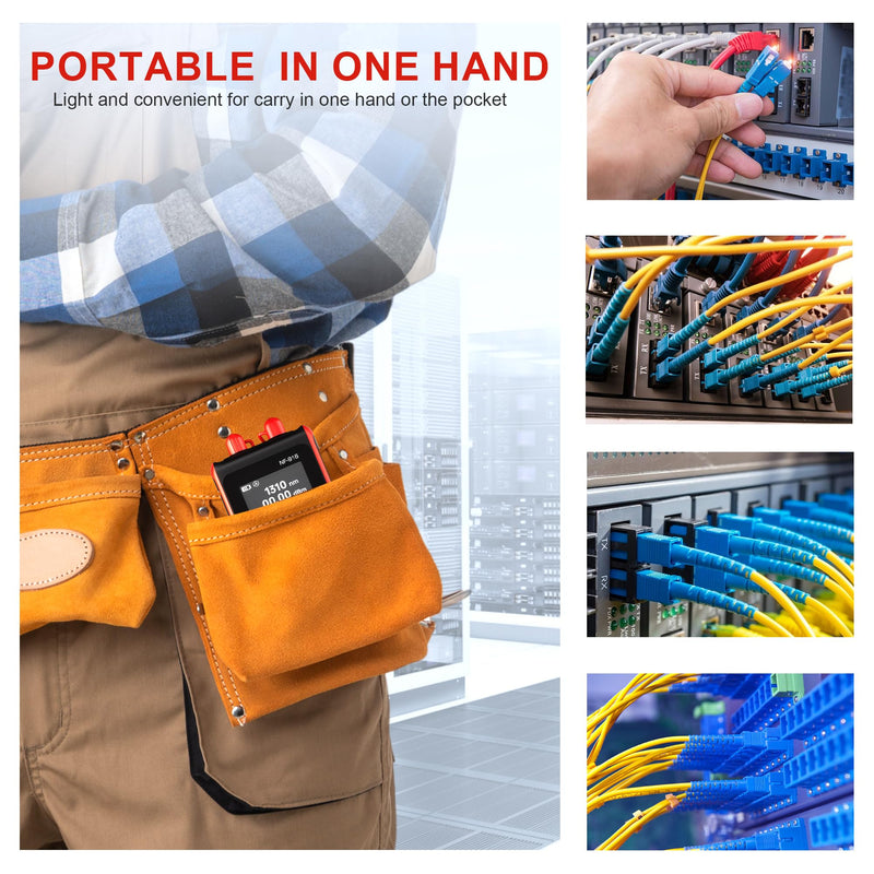 [Australia - AusPower] - Optical Power Meter Fiber Optic Cable Tester 4 in 1 Optical Fiber Light Power Meter, Portable Built-in 10mW Visual Fault Locator (OPM&VFL) Network Cable Tester, FC/SC/ST Universal Interface USB Charge NF-916 