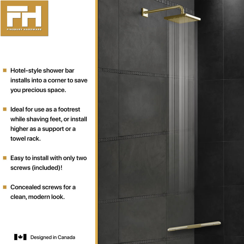 Shower Foot Rest, Corner Shower Bar for Shaving Legs, Wall Mounted Hotel Shower Foot Ledge, Brass Bar Bathroom Foot Step (Satin Brass) Knurled Satin Brass