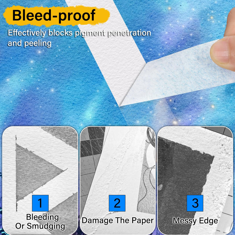 GEYYANG Artist Tape for Watercolor Paper, 1/2 inch Wide 180FT Long, White Masking Art Tape for Drafting Art and Painting Canvas Framing, Acid Free, Low Tack 0.5inch