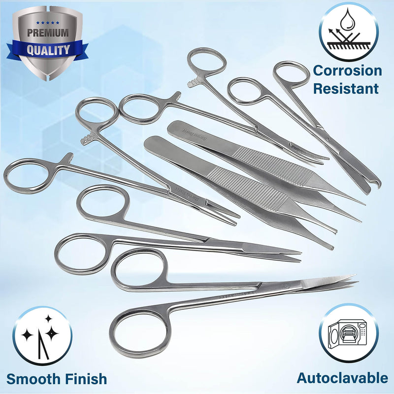 [Australia - AusPower] - Set of 7 Pieces Scissors Forceps Hemostats Needle Holder Driver Set for Educational Training and Medical Procedures Made of Stainless Steel (A2Z BRAND) 