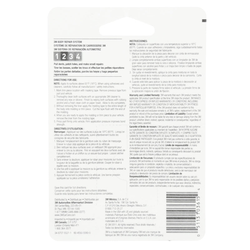 3M Super Strength Molding Tape 03615, 7/8 in x 5 ft Roll – Automotive Grade Double-Sided Attachment Tape for Permanent Car Trim, Moldings and Emblems, Weather-Resistant Adhesive, No Tools Required