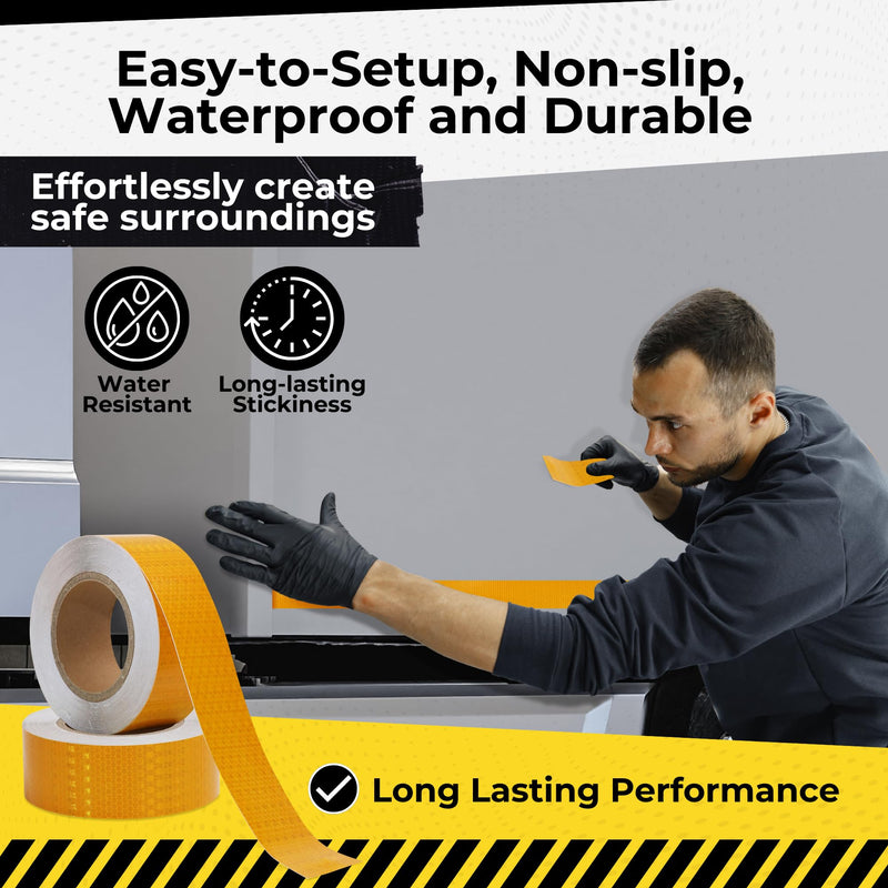DOT C2 Reflective Tape 2IN x 100 FT - Safety ReflectOutdoor Waterproof Conspicuity Tape - Orange Reflector Tape for Trailers, Vehicles, Boats - Strong Reflective Safety for Caution Warning Signs