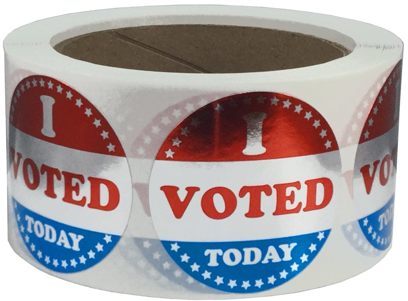 Metallic Silver I Voted Today Stickers, 2" Inch Round Adhesive, 500 Labels per Roll - Eye-Catching Voting Labels for Election Events and Polling Stations
