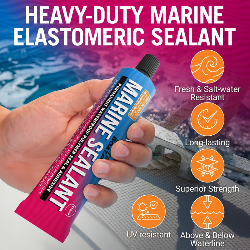 [Australia - AusPower] - Marine Sealant and Adhesive, Waterproof Marine Grade Caulk, High-Temperature Water Sealant for Boat, Auto, and RV, Silicone-Free, Clear, 1 Tube, 3 Oz 