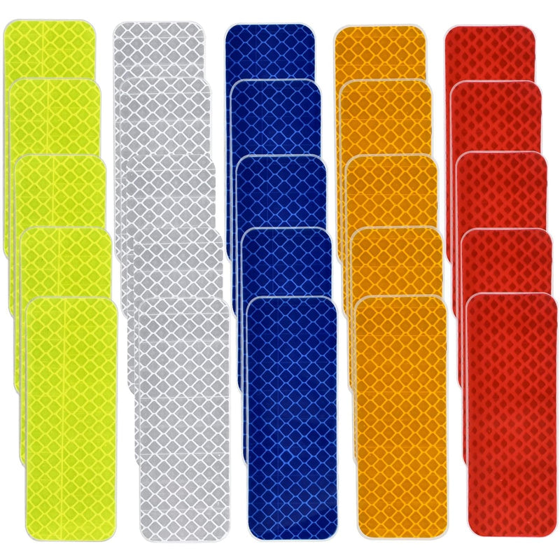 50 Pcs Warning Reflective Stickers Assortment Outdoor Waterproof Reflective Tape Safety Reflective Stickers 1.2x3.25Inch Driveway Reflectors Stickers Night Visibility Adhesive Sticker caise