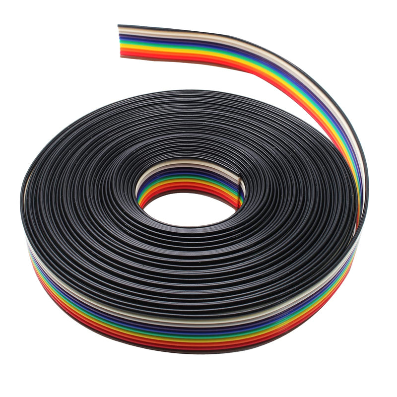 [Australia - AusPower] - Rainbow Color IDC Ribbon Cable, 10 Wire (16ft/5m) IDC Wire Connectors for 2.54mm Pitch Connectors Rainbow,10P,16Ft 
