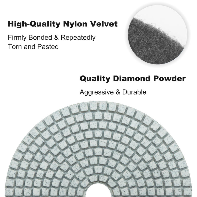 [Australia - AusPower] - Waies Wet Diamond Sanding Pad 125 mm Velcro for Tiles Stone Concrete Marble Granite 50-10000 for Polishing Discs for Angle Grinders 