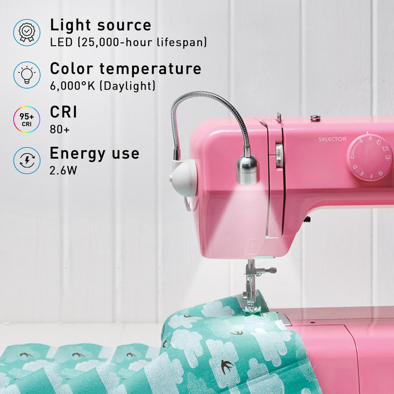 Daylight Company Sewing Machine Lamp, Professional Led Light, Fits Most Machines, Bright Led Lamp, Chrome,3.5*2.3*25cm [Energy Class A+]
