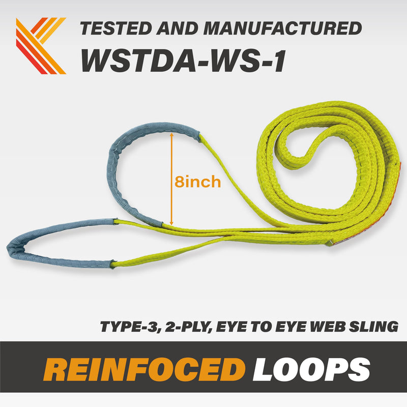 [Australia - AusPower] - 2-Ply Lifting Straps 1”x 4ft Webbing Sling Tree Saver 2Pack Heavy Duty Web Strap Rigging Moving Towing Hoisting Gear KODIAK STRAPS 2 PACK 1inch x 4ft 
