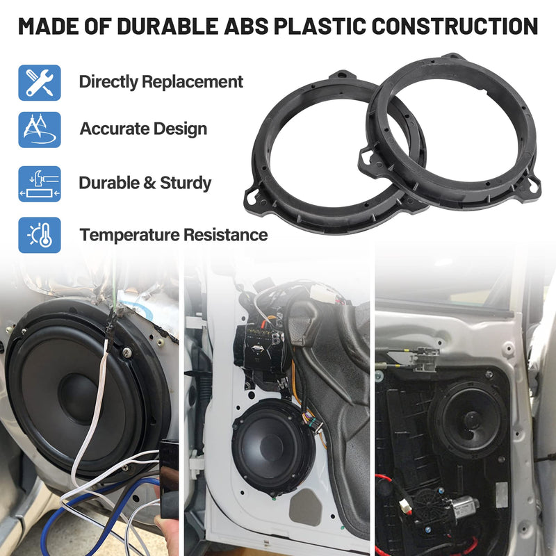 [Australia - AusPower] - RED WOLF Car Door Speaker Adapter Spacer Ring Compatible with Nissan Frontier Altima Sentra 2004-2019, KIA K2 2011-2019, Infiniti Q25 2011-2021 6.5" Aftermarket Speaker Adapter Bracket Installation 