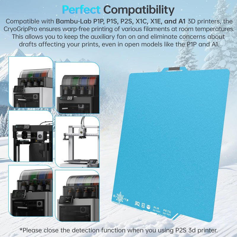 [Australia - AusPower] - BIQU Cryogrip Pro Frostbite Panda Build Plate 257x257MM for Bambu-Lab P1P, P1S, P2S, X1C, X2D, X1E, A1 3D Printers Frostbite(P1P/P1S/P2S/X1C/X2D/X1E/A1) 