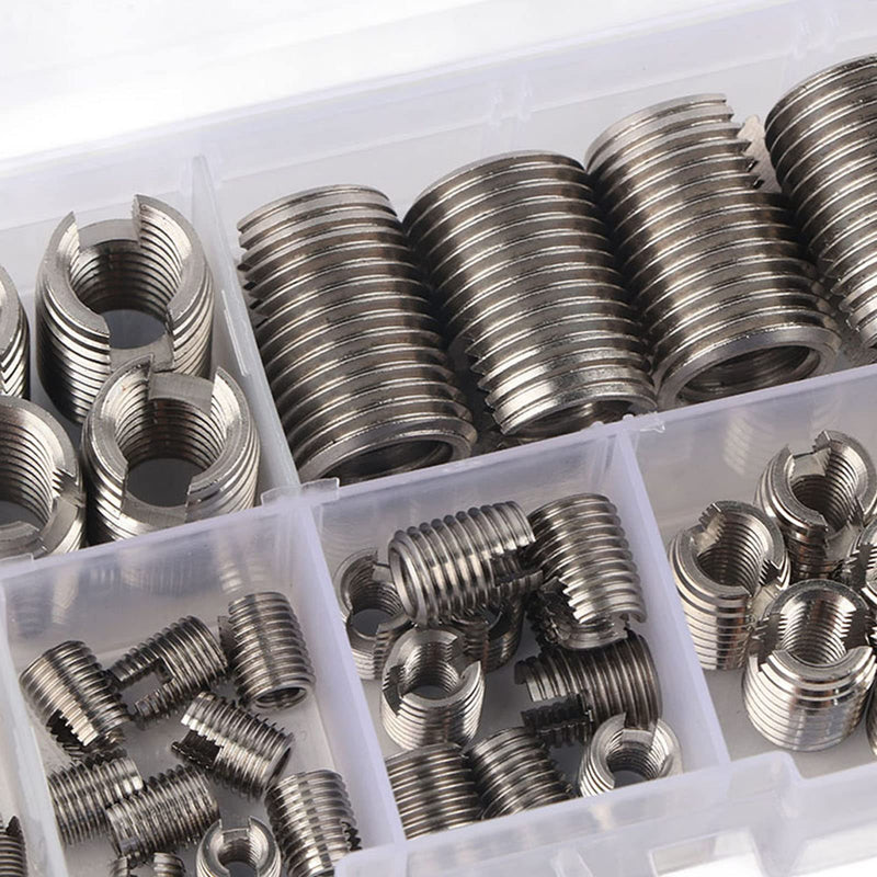 [Australia - AusPower] - AUNMAS 50Pcs Threaded Inserts, M3 M4 M5 M6 M8 M10 Stainless Steel Self Tapping Thread Insert Screws with Storage Case Thread Reinforce Repair Tool 