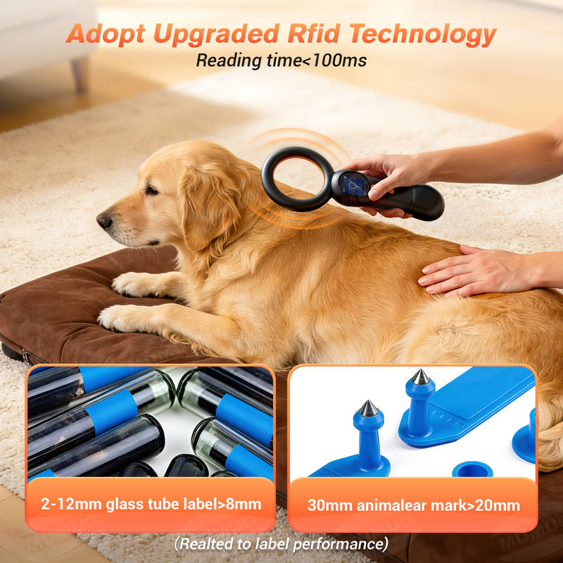 [Australia - AusPower] - Pet Microchip Scanner, FDX-B(ISO11784/85) EMID Animal Micro Chip Reader 500 Records Data Storage with 1.44 Inch LCD Screen 