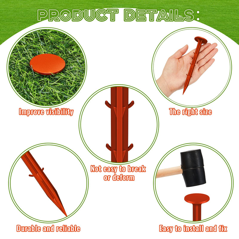 16 Pcs Garden Stakes Survey Markers Low Profile Survey Stakes Plastic Property Line Markers Anchors Spikes 6.3 Inch for Paver Landscape Fabric Lawn Edging Tarps Weed Barriers (Orange) 16 Orange