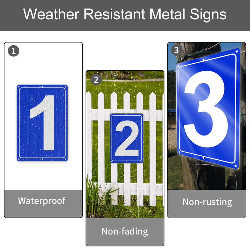 Numbered Sign 16, Aluminum Number Signs for Tennis Court, 12x8 inches Signage for Parking Lots and Public Spaces, Weatherproof and Easy to Install Metal Signs 12" x 8" BLUE Numbered Sign 16