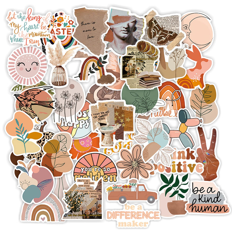 [Australia - AusPower] - Vintage Aesthetic Stickers 50 Pcs, Vinyl Waterproof Stickers for Water Bottles Laptop Phone Computer Guitar (1) 1 