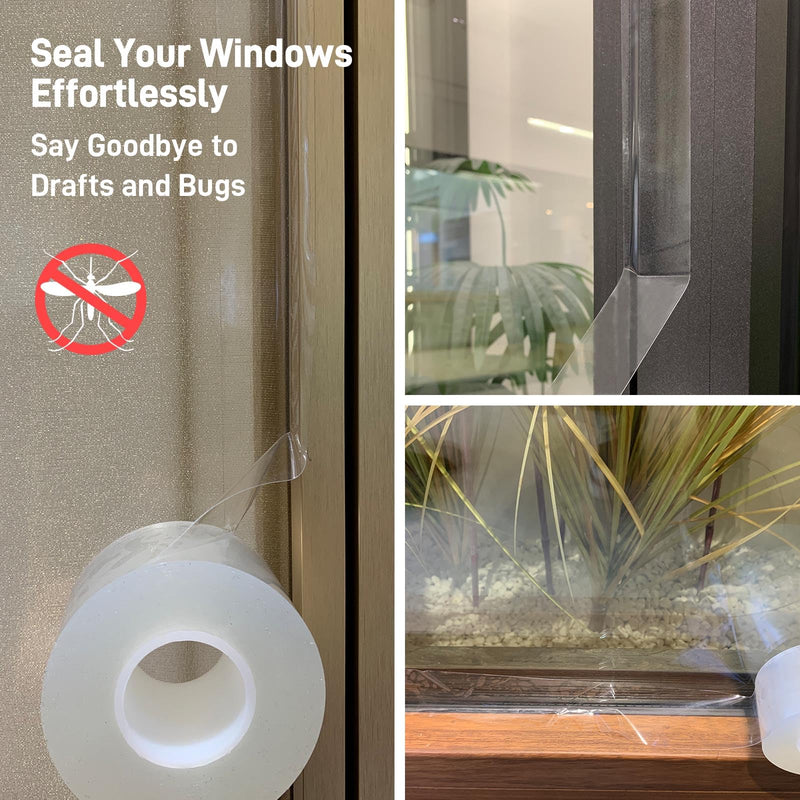 [Australia - AusPower] - 2 Inch x 33 FT Nano Window Weather Sealing Tape, Weather Stripping Residue-Free Clear Windows Insulation Tape, Clear Watherproof Seal, AC, Doors - Heavy Duty Adhesive (Winter Ready) Window well covers 