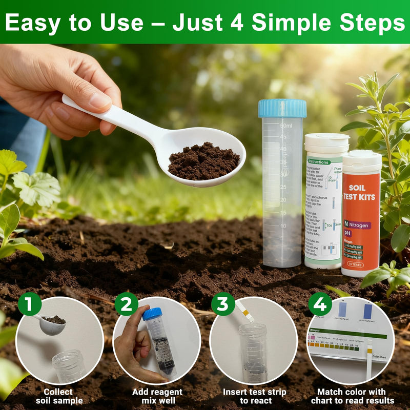 [Australia - AusPower] - 2026 NEW Soil Test Kit 4-in-1 for Lawns & Gardens – 40 Tests (pH, Nitrogen, Phosphorus, Potassium) – Easy Soil Testing Kit for Vegetable Garden, Lawn & Plants 40 Test Kit 