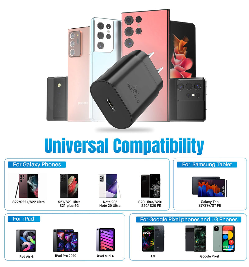 [Australia - AusPower] - Galaxy S24 S23 USB C Charger Block 25W PD Super Fast Charger Type C Wall Plug Adapter Quick Charging for Samsung Galaxy S24/S23/S22/S21/S20/Z Fold 3/4/5/Note20/iPhone 14/iPad/Tablet/Watch-1Pack 