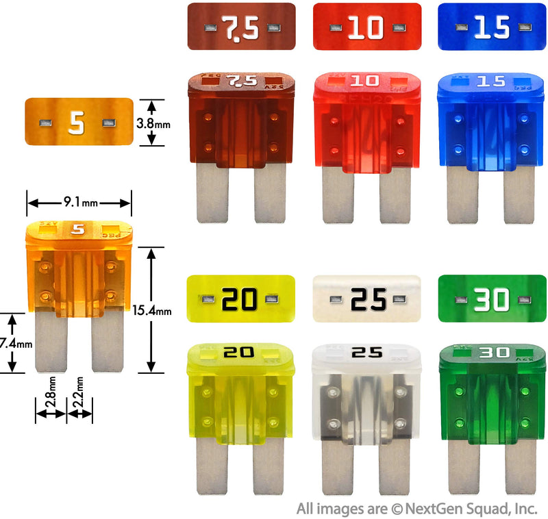 [Australia - AusPower] - Micro2 APT ATR 120 Piece Automotive Commercial Car Fuse Assortment (119 Blade Fuses + Fuse Puller) 5A 7.5A 10A 15A 20A 25A 30A 