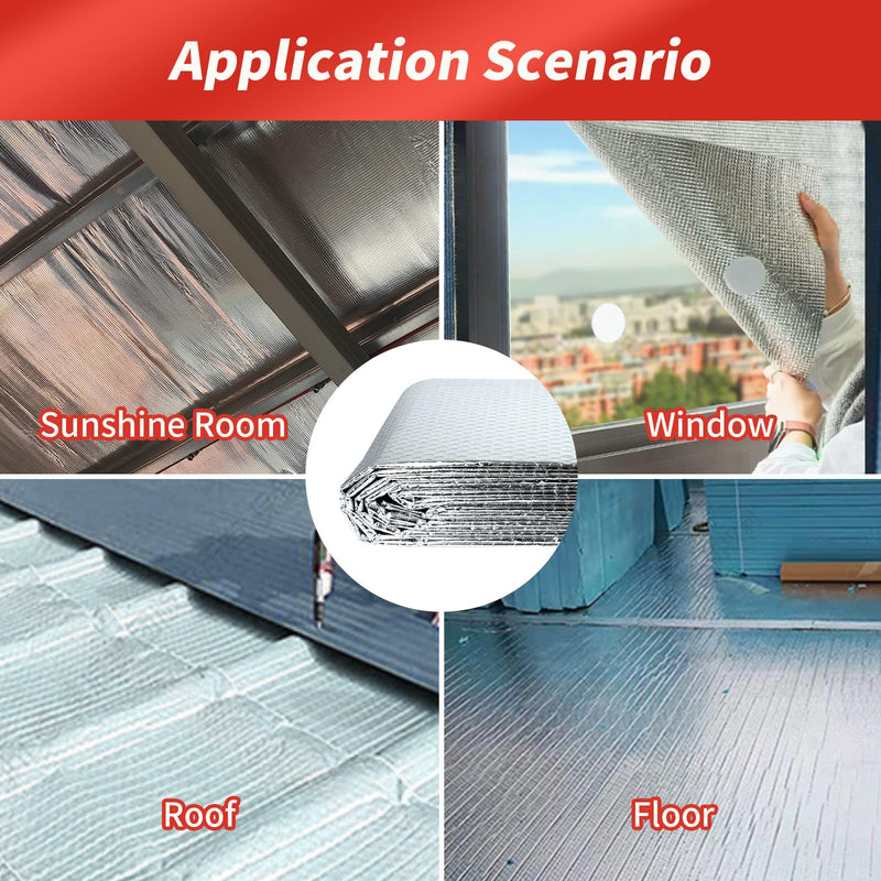 Aiglille Reflective Insulation Foam, 59 in W x 10 ft L Double Bubble Weatherproofing Reflectix Foil Insulated for RV, Window Insulation for Summer Heat 59 In x 10ft