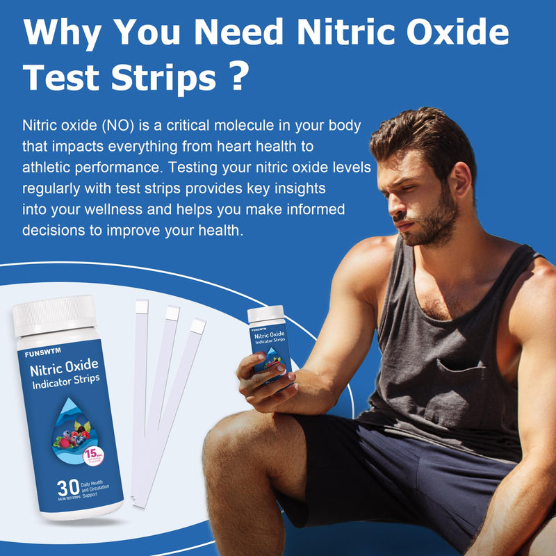 [Australia - AusPower] - Nitric Oxide Test Strip Salivary Testing: Nitric Oxide Indicator Strips to Monitor Nitric Oxide Levels - 30 Counts 