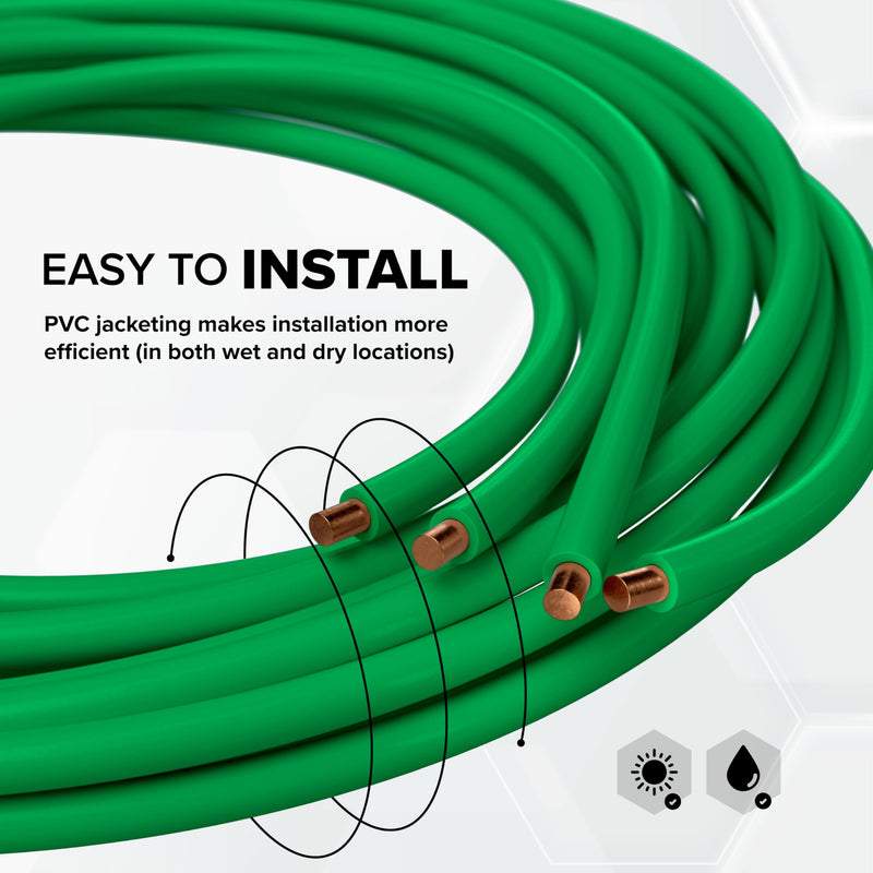 THE CIMPLE CO 10 AWG Insulated Solid Copper THHN/THWN Wire 50 FT - 10 Gauge Ground Wire for Electrical Grounding in Residential, Commercial, Industrial Buildings - 50 Feet (15 Meters), Green 50 Feet (15 Meter) Solid Wire