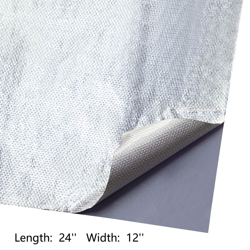 BBTO Heat Reflective Sheet Adhesive Backed Aluminized Fiberglass Heat Shield Tape Protection Barrier Heat Shield Resistant Material for Hose and Auto Use Heat Insulation Sheet(Silver, 12 x 24 Inch) Silver