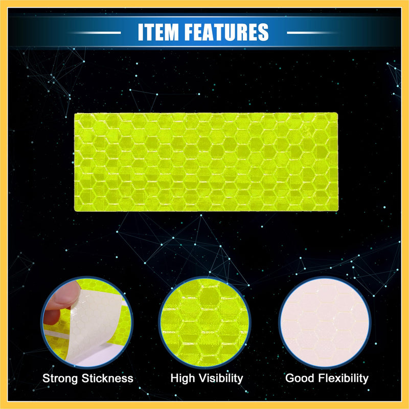 10 Pcs Reflective Stickers, 3.11"x1.18" Rectangle Shape Safety Tape Reflector Universal for Cars Trucks Trailers Waterproof PET Fluorescent Yellow Auto Replacement Parts