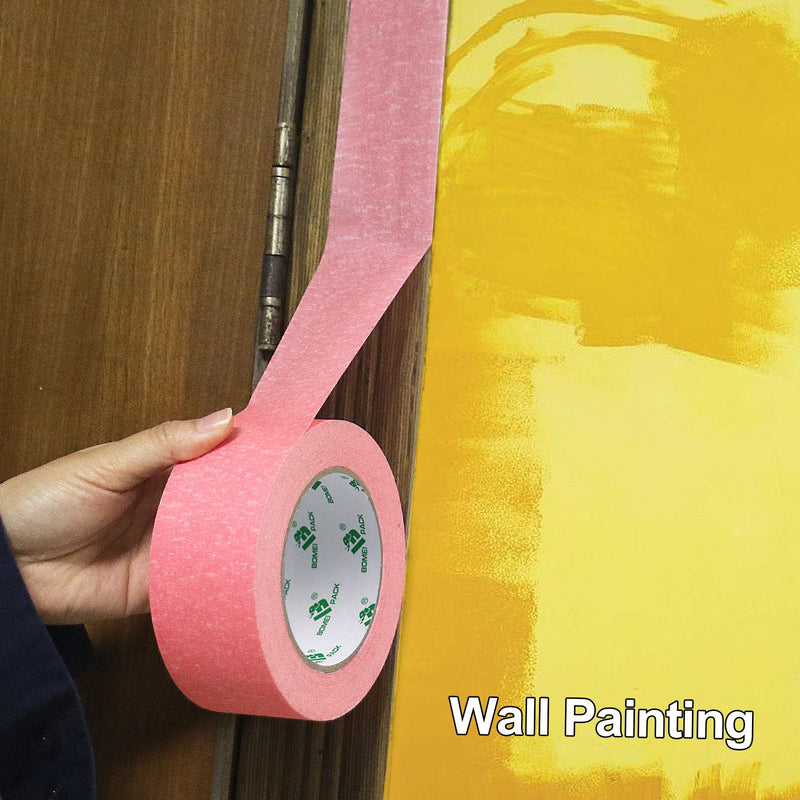 BOMEI PACK 3 Pack Painters Tape, 1 inch x 30yds, Premium Painting Masking Tape, Clean Release Paper Tape for Home and Office (Pink) Pink