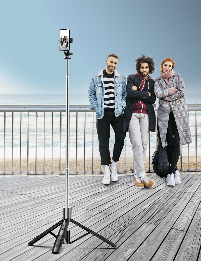 [Australia - AusPower] - 71" Phone Tripod & Selfie Stick, All in One Extendable Cell Phone Tripod with Wireless Remote, Tripod Stand for iPhone & Travel Tripod 360° Rotation Compatible with iPhone Android Phone, Camera Black 