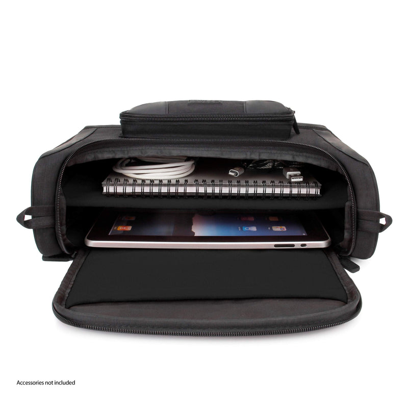 [Australia - AusPower] - USA GEAR Tablet Bag Compatible with 11 inch iPad Pro, 10.9 inch iPad Air, 10.2 inch iPad - Compact Messenger Bag with Durable Exterior, Soft Adjustable Interior Fits Keyboard, Charger, More (Black) Black 