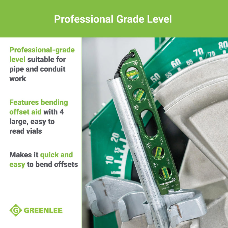 [Australia - AusPower] - Greenlee L107 Electrician's Magnetic Torpedo Level with Conduit Bending Offset Aid, Green 