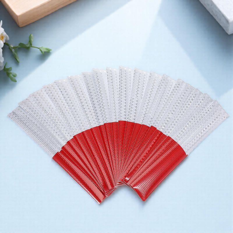 25 Pack Red/White Reflective Tape 2" x 12" Self-Adhesive Auto Truck Safety Reflector Strips Waterproof Caution Warning Tape for Cars, Trucks, Trailers, Boats & Road Signs, Trailer Reflector