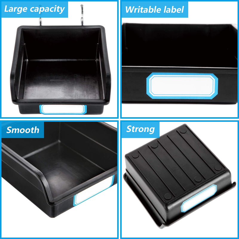 [Australia - AusPower] - Pegboard Bins with Hooks and Labels, for Organizing Accessories, 10 Packs, Black 