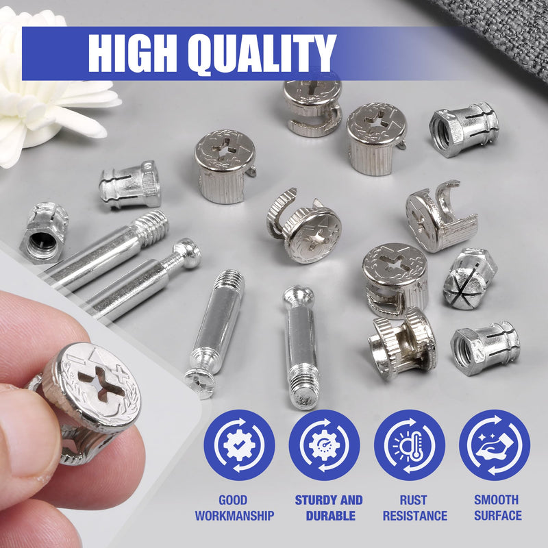 [Australia - AusPower] - 50 Sets Furniture Cam Lock Fasteners, 3-in-1 Cam Locks with Alloy Dowel 1-9/16" / 40mm 50 