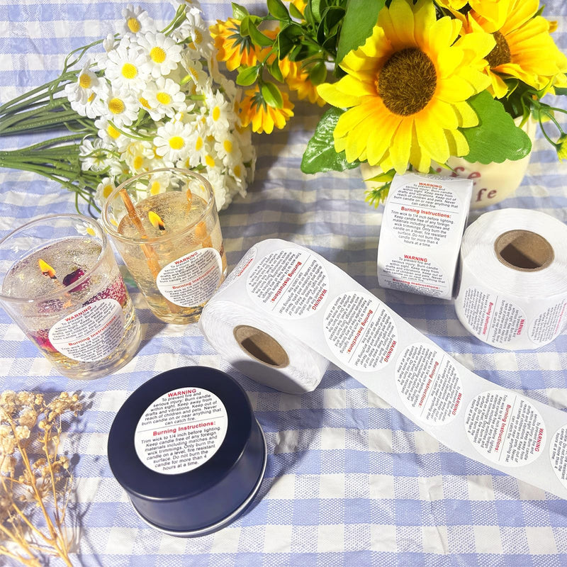 3000 Pcs Candle Warning Labels 1.5 Inch Candle Jar Container Safety Labels Warning Sticker for Candle Jars, DIY Candle Making Supplies 3000