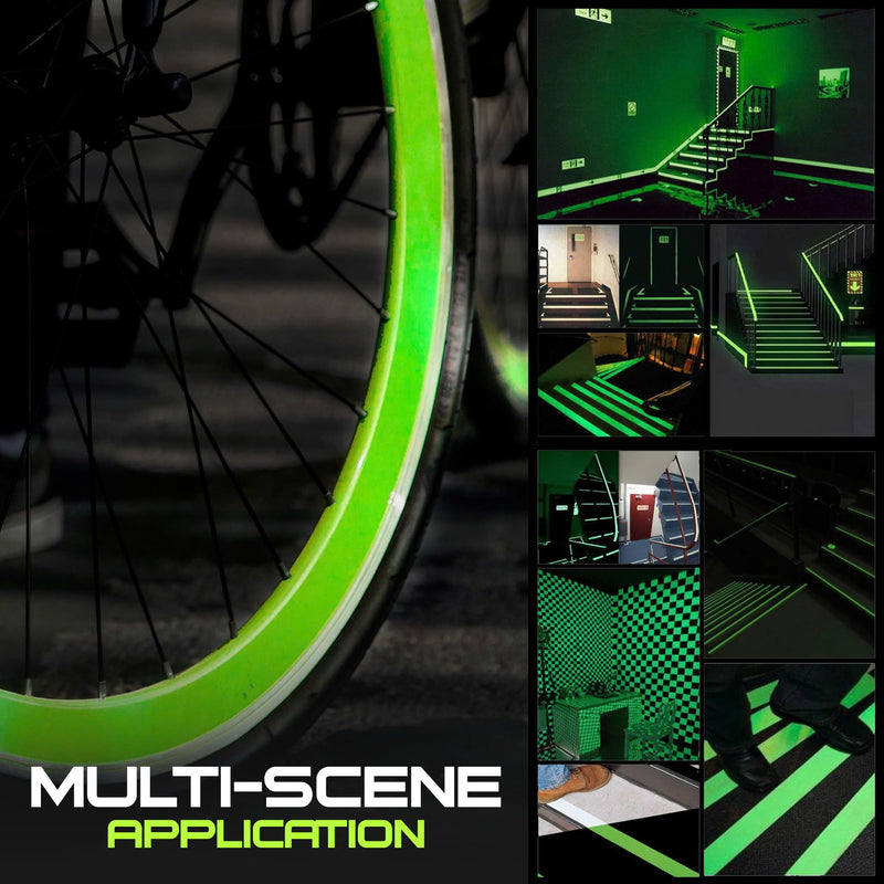 1 Inch x 60 FT Glow in The Dark Tape – Pack of 2 Rolls – Bright Rechargeable Fluorescent Glow – Luminous for Outdoors & Indoors –Glow – for Home Decoration & Markings