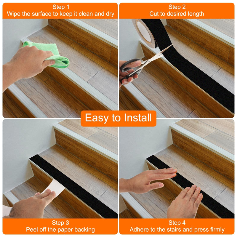 HARFINGTON Anti Slip Traction Tape 2" x 16.4ft Waterproof Non-Slip Grip Tape High Friction Weather Resistant Non Skid Stair Treads Tape for Indoor Outdoor Stair Steps, Brown 2" x 16.33ft