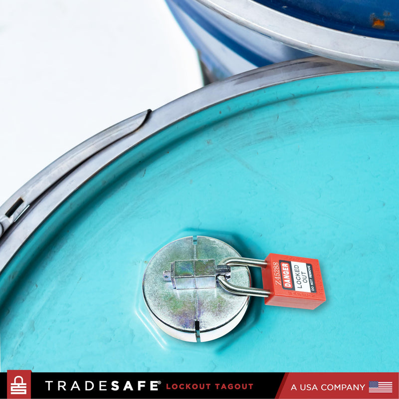 [Australia - AusPower] - TRADESAFE Lockout Tagout Drum Security Locks - Premium Lock Out Tag Out Device, 55 Gallon Drum Lock Set, Drum Bung Lock to Reduce Theft, Secure Contents, Safety Lockout Tools to Protect Workers Zinc Alloy 