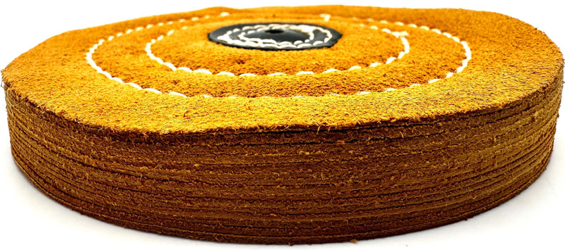5" x Pin Hole Center 18 Ply Chamois Leather Buffing Polishing Wheel - Leather Center, Long Lasting, Ideal for Final Finish on Gold, Silver, Soft Metals with Rouge for Mirror Finish 5" Diameter x Pin Hole Center