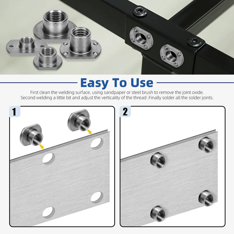 [Australia - AusPower] - Glarks 15Pcs Weld Nuts, M6 Tab Base UNC Carbon Steel Machine Screw T-Nuts 2 Projection for Furniture Vehicles Caster Industry Machine 