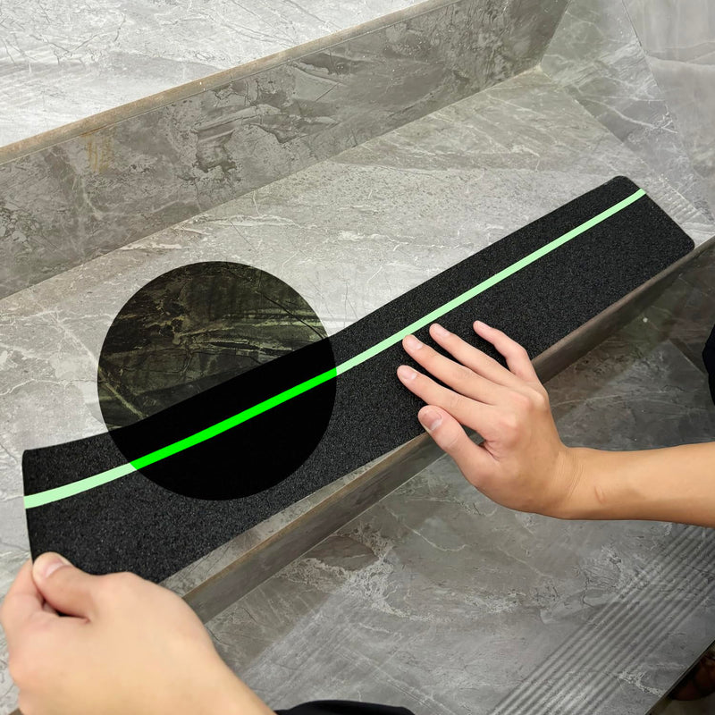 5Pack Anti Slip Traction Tape with 12mm Glow in the Dark, 6 inch x 30 inch, Non-Slip Grip Adhesive Tape to Indoor or Outdoor Stair,Tubs, Boats, Safety Grip Tape Non Skid for Stair Steps #02Black with Glow in Dark 6 inch x 30 inch 5pcs
