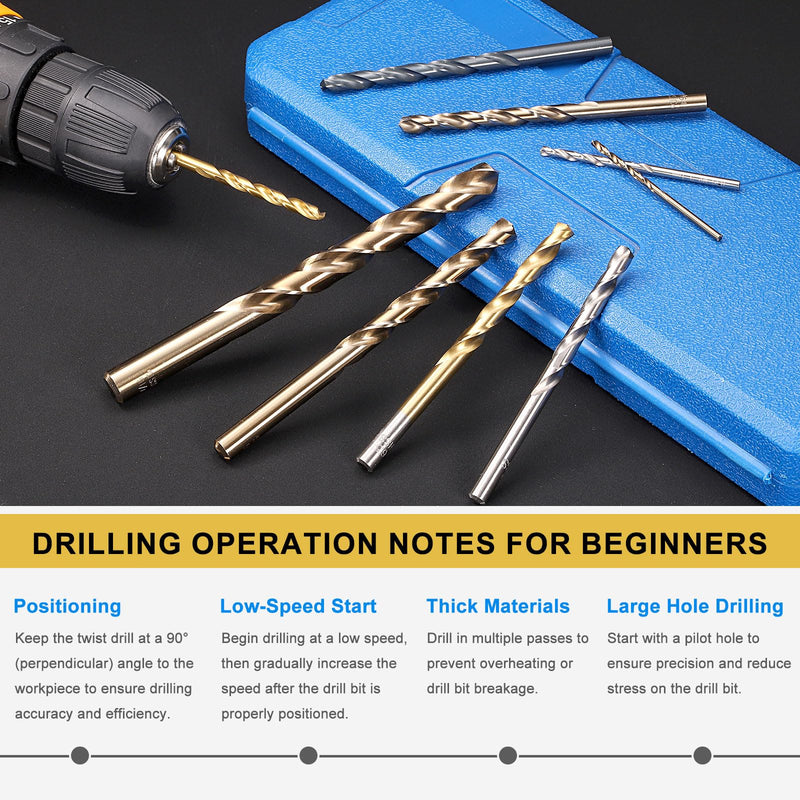 PATIKIL 12.5mm Drill Bit, Jobber Straight Shank M2 High-Speed Steel 135° Titanium Nitride TiN Coated for Stainless Steel Hard Metal - 6 Pack