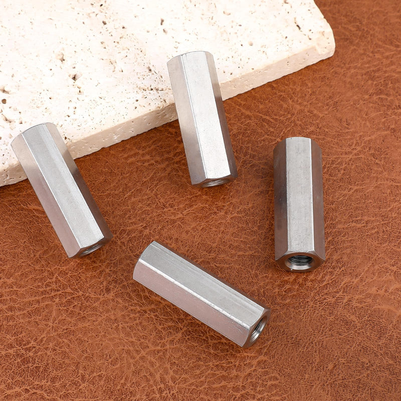 [Australia - AusPower] - 6 Packs M8 X 1.25 Pitch 40 mm Length Metric Hex Coupling Nut, Threaded Hex Coupling Nut, Rod Coupling Nuts, 304 Stainless Steel 