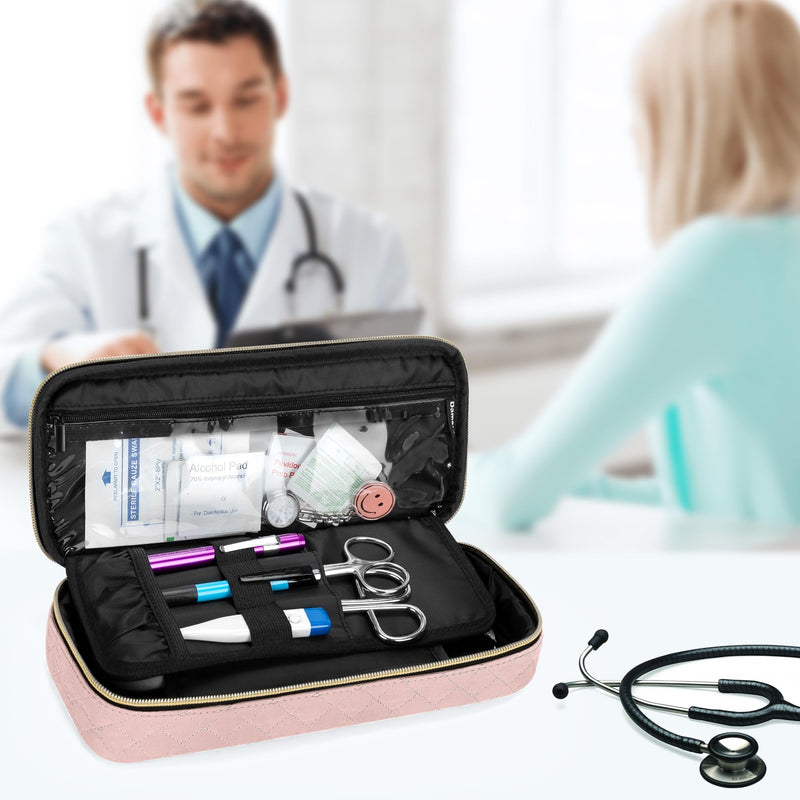 [Australia - AusPower] - Damero Protective Stethoscope Case with Divider for Nurse Accessories, Stethoscope Carrying Bag Travel Case Compatible with 3M Littmann/ADC/Omron Stethoscope and others, Misty Rose 