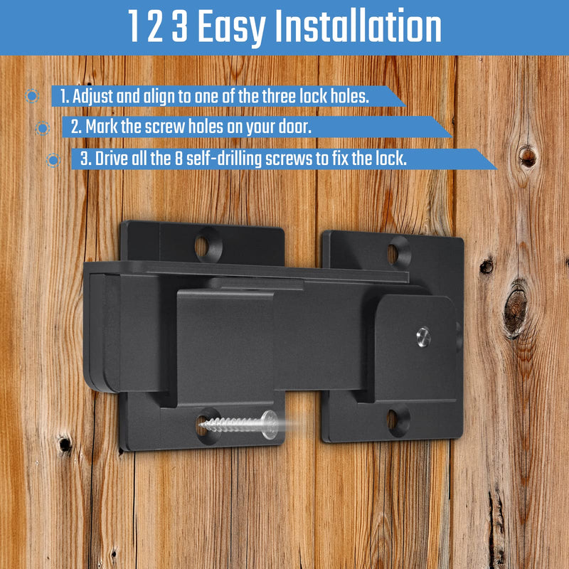7.5" Flip Gate Latch Lock with Padlock Holes 1Pack, 4mm Heavy Duty Aluminum Alloy Door Latch for Outdoor Wooden Fence, Swing and Sliding Open Gate, Double Gate, Barn Door, Shed, Vinyl Fence 1