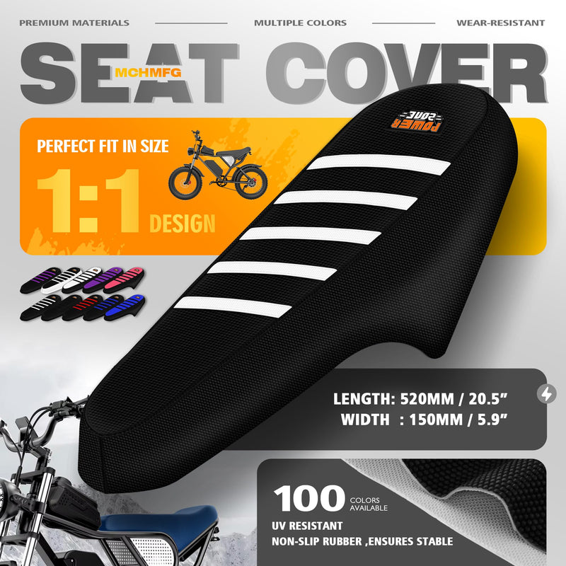 Electric Bike Seat Cover Compatible with Ridstar Q20 E Bike Non-Slip Anti-UV (Black-White) Black-White