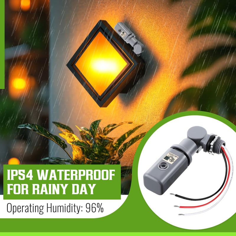 [Australia - AusPower] - 1 Pack Photocell Sensor for Outdoor Light, 120-277VAC 50/60 Hz Swivel Mount Photocell IP54 Waterproof, Dusk to Dawn Sensor Photoelectric for High Power Loads in Commercial or Industrial 