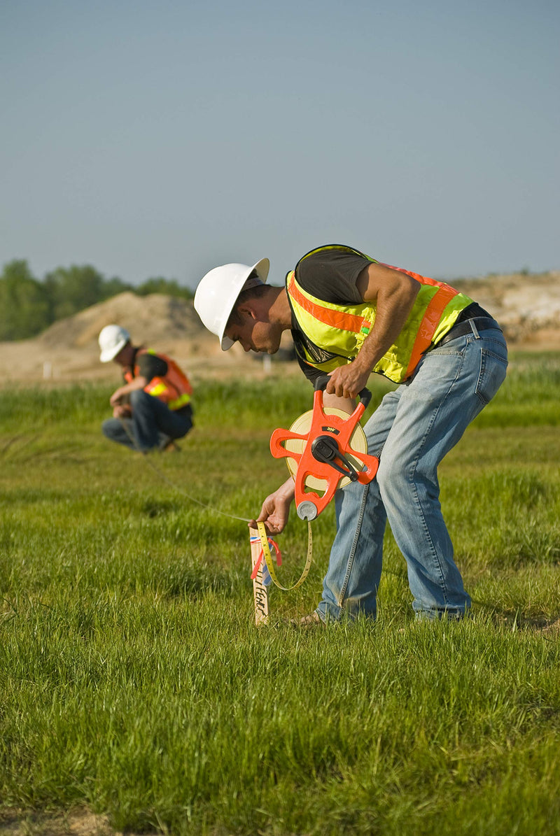 Crescent Lufkin 1/2" x 30m/100' Hi-Viz Orange Fiberglass SAE/Metric Dual Sided Tape Measure - FM030CME 30.5 m